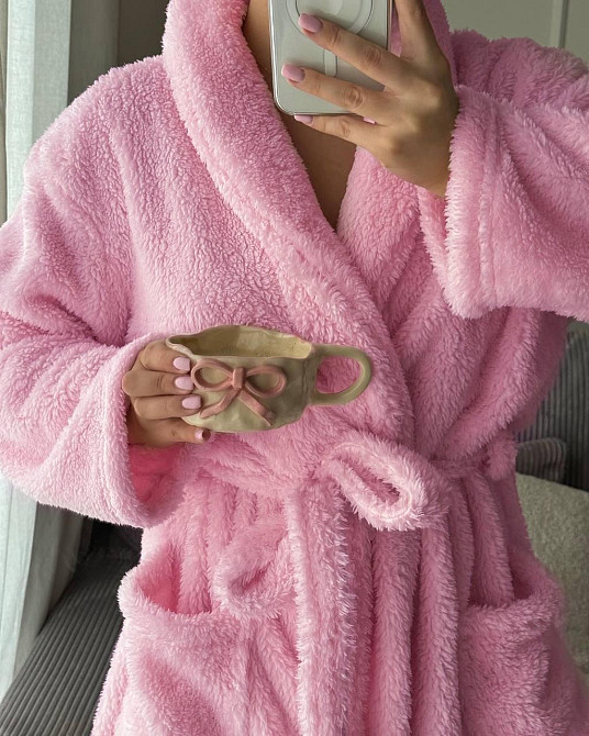 Женский уютный теплый халат «ЗЕФИРКА» с поясом Махра Тедди Одесса - изображение 5