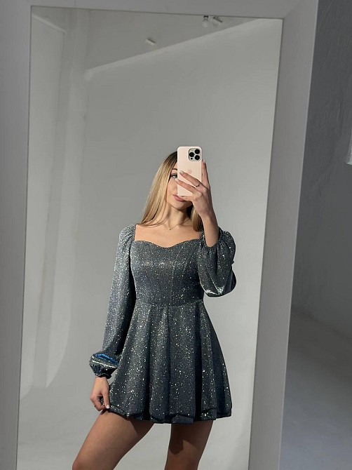 Жіноча стильна вечірня корсетна сукня з подвійною спідницею з люрексу Одеса - фото 4