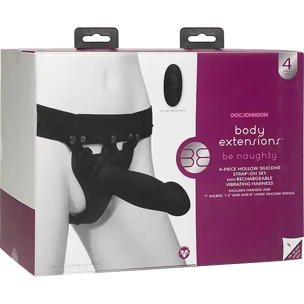 Набір для страпона з вібрацією Doc Johnson Body Extensions - BE Naughty - Black Львів - фото 7