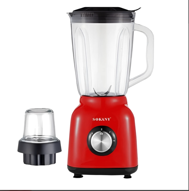 Універсальний кухонний блендер міксер Sokany, настільний кухонний подрібнювач 2в1 червоного кольору кавомолкою Львів - фото 4