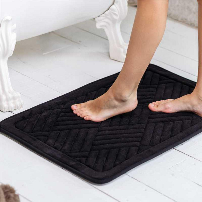 Набор ковриков для ванной/туалета фланелевый Lovely Svi 2шт: 50 x 80 см + 40 x 60 x 1.5 см Чёрный (191025) Киев - изображение 3