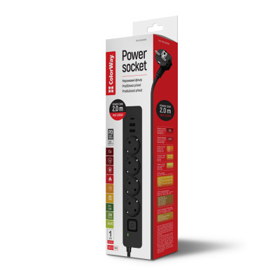 Сетевой фильтр питания ColorWay CW-CHE432PDB, 4 розетки/3USB 2M (CW-CHE432PDB) Винница - изображение 12