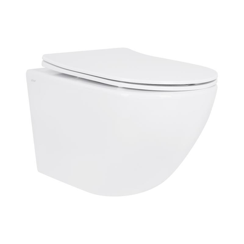 Унитаз подвесной Jay Rimless 485×360×320 мм, White, с сиденьем Slim Duroplast/ Soft-close/ Quick Relase QT07335177RW Qtap Киев - изображение 1