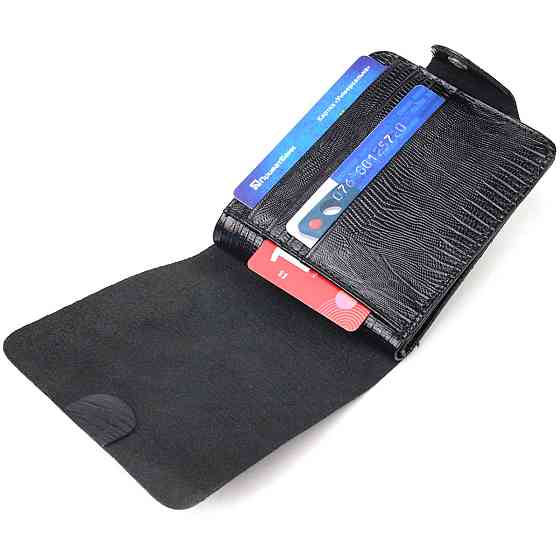 Портмоне для чоловіків у два складення з натуральної фактурної шкіри CANPELLINI 21575 Чорне Київ