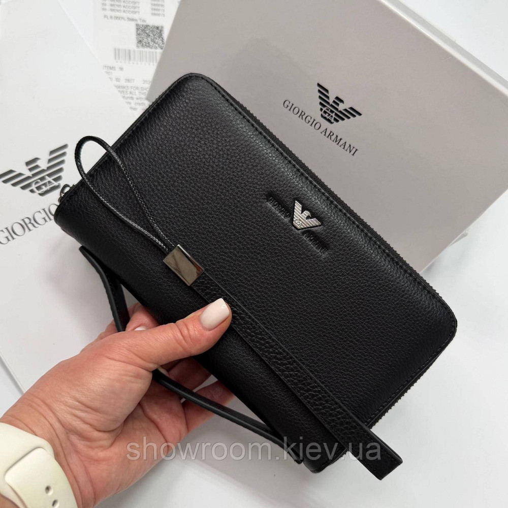 Шкіряний брендовий клатч Armani з відділенням для телефона (6615) Київ - фото 3