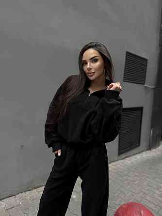 Женский удобный теплый костюм из флиса двусторонний Черный, 42/44 Одесса