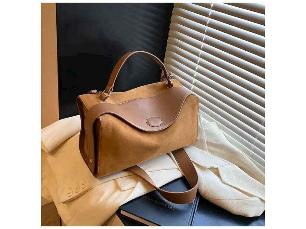 Сумка жіноча екошкіра коричневий 18*31*13см замша арт.M 6269-2 ТМ КИТАЙ Київ - фото 1