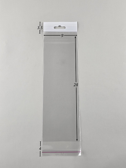 Пакети з липкою стрічкою і европодвесом 9см 28см 25мк (1000 шт) Харків - фото 3