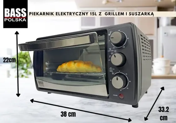 Электрическая печь настольная духовка с грилем и сушкой 15 л 1200W Bass Polska BH 10373 Киев
