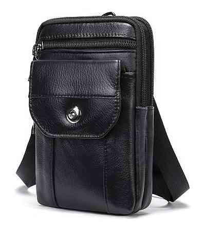 Кожаная сумка на пояс Черная (Vintage) Киев