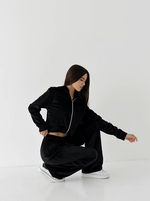 Женский велюровый спортивный костюм XS-S Черный Харьков - изображение 2