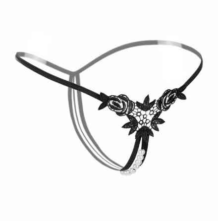 Трусики з доступом та трояндами чорні - розмір універсальний Київ