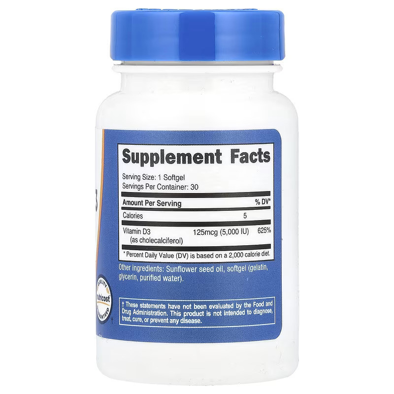 Витамин Д3 Nutricost Vitamin D3 125 мкг 30 капсул Луцк - изображение 2