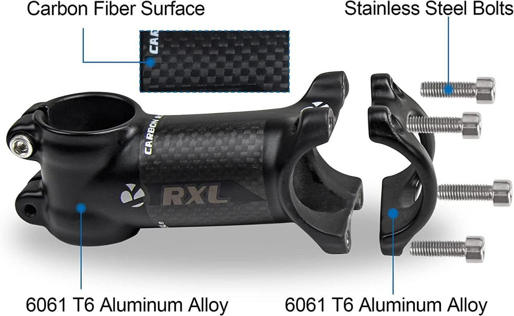 Руль-вынос RXL SL 31.8 мм 60 мм, карбоновый, 6°, для MTB, шоссе, гравий, апгрейд и шоссейных велосипедов Киев - изображение 3