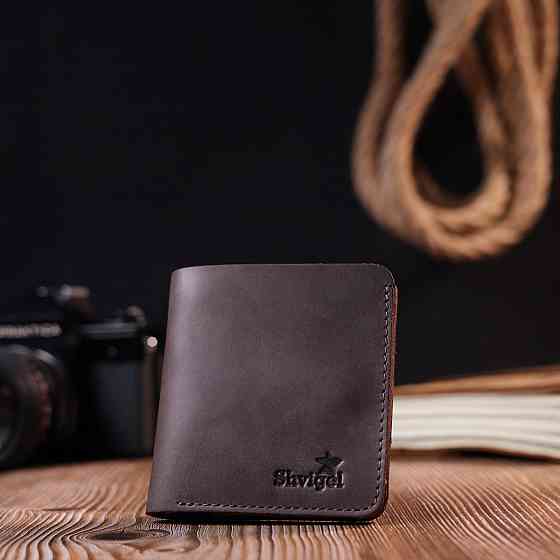 Винтажное кожаное портмоне Shvigel 16601 Коричневый Киев