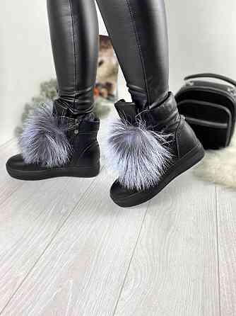 ITTS Угги жіночі ITTS чорні натуральна шкіра висота 13 см ( -8) Коломия