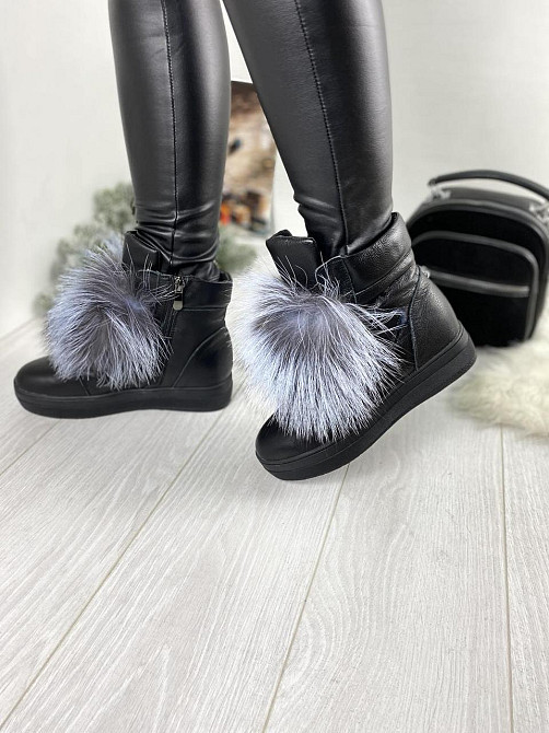 ITTS Угги жіночі ITTS чорні натуральна шкіра висота 13 см ( -8) Коломия - фото 3