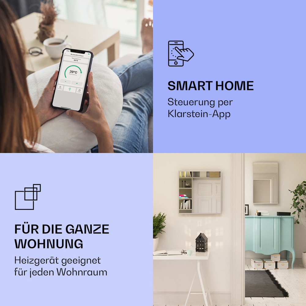 La Palma 1000 розумний нагрівач 2-в-1 інфрачервоний конвектор 120x60 см 1000 Вт дзеркало 1000 Вт (60 x 120 см) Рівне - фото 2