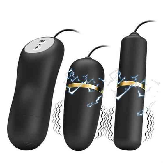 Віброяйце з вібропулею - Pretty Love Electric Stimulation Double Vibro-Bullets Black Sex Aura Київ