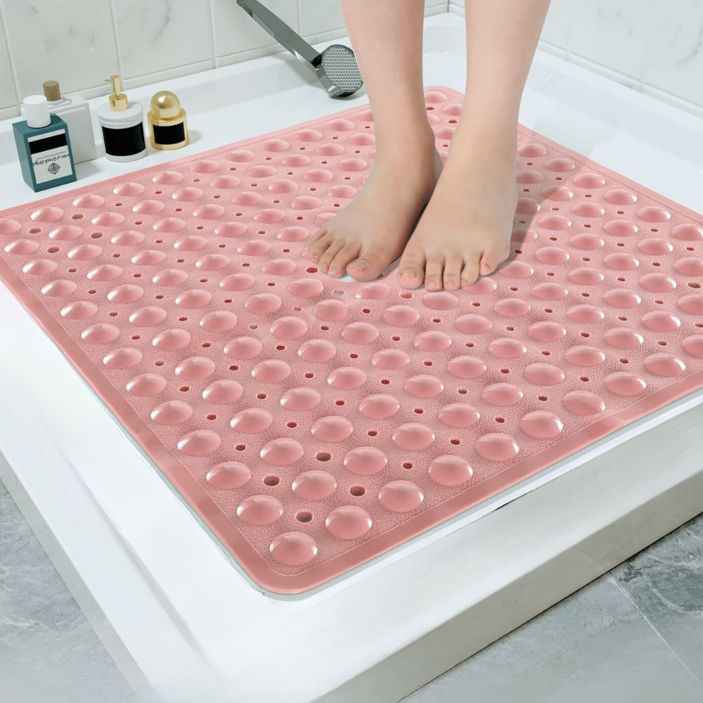 Коврик для ванной комнаты и душа, силиконовый, антискользящий Bathlux 53х53 см на присосках,розовый Каменец-Подольский - изображение 1