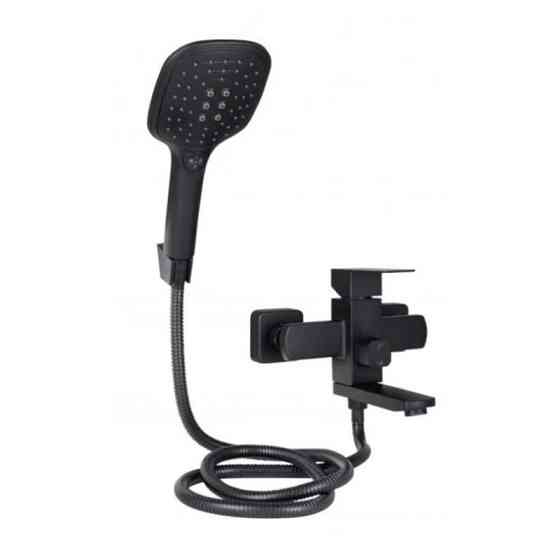 Змішувач для ванни з душовим гарнітуром Lidz Kubis 05P-SES LD048KU43377 чорний Київ