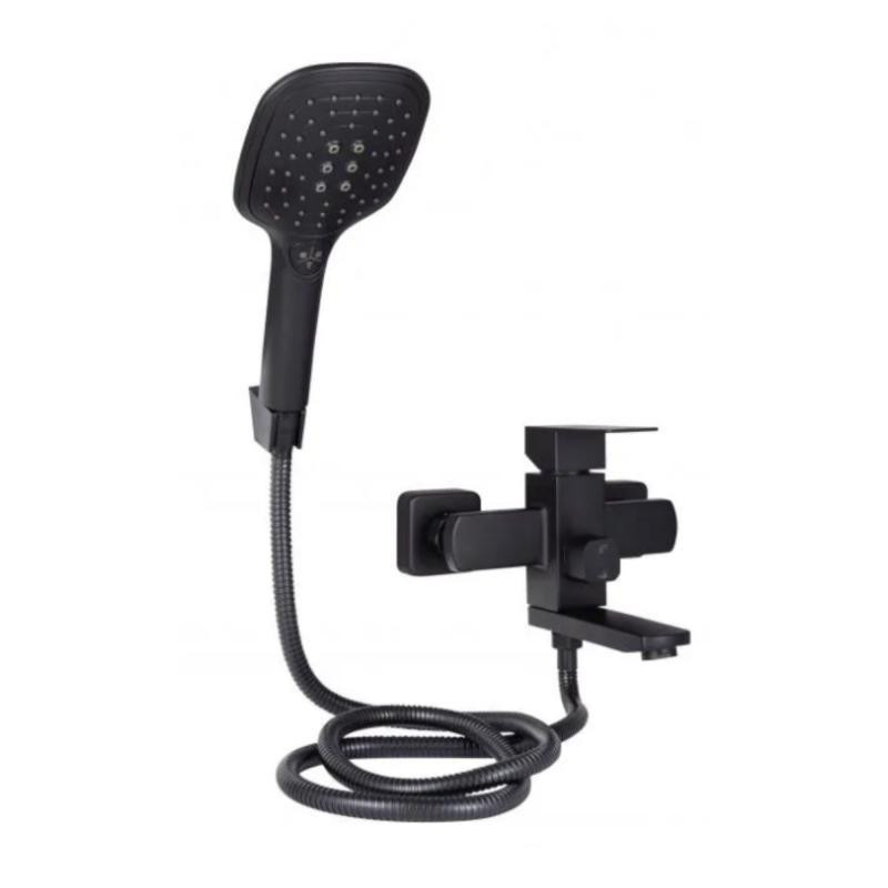 Змішувач для ванни з душовим гарнітуром Lidz Kubis 05P-SES LD048KU43377 чорний Київ - фото 1