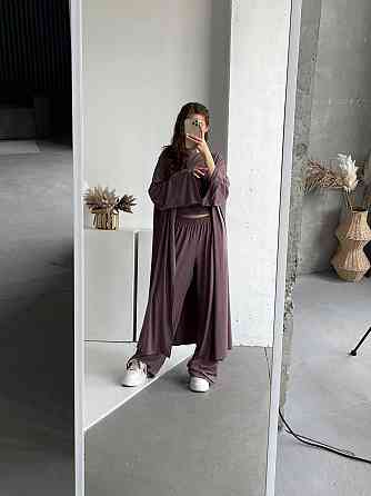 Жіночий базовий прогулянковий костюм трійка: кімоно + футболка + палаццо турецька натуральна віскоза Одеса