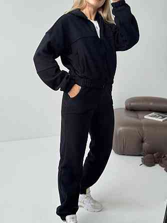 Женский повседневный теплый костюм на молнии с поларом флиса Черный, 42/44 Одесса