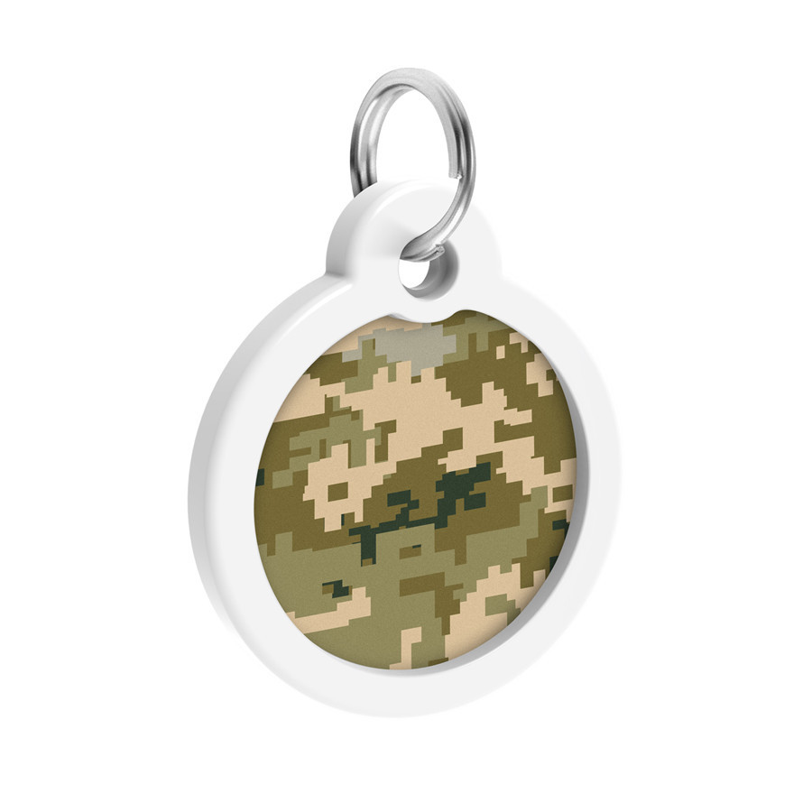 Адресник для собак і котів металевий WAUDOG Smart ID з QR-паспортом, малюнок "Мілітарі", круг, Д 30 мм Вінниця - фото 4