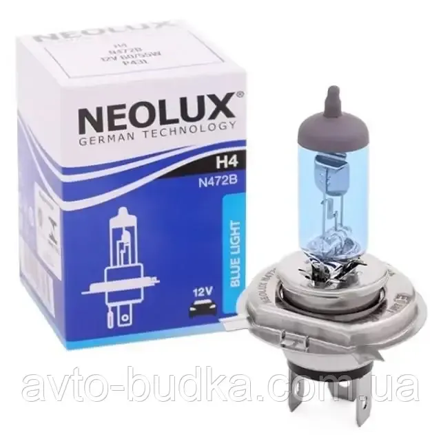 Лампочка Blue Light галоген H4 (12 В 60/55 Вт тип гнізда: P43T синя) NEOLUX N472B Новий Розділ - фото 1