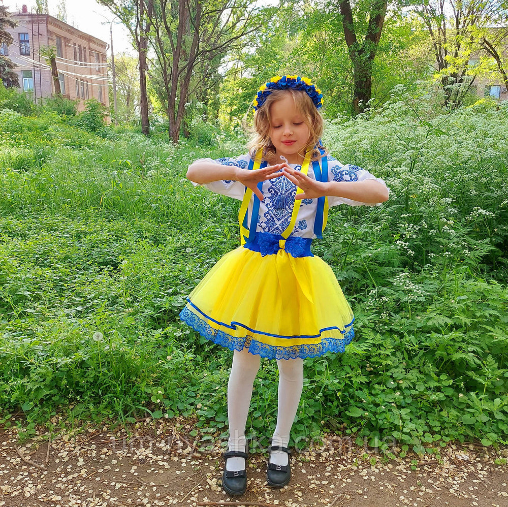 Костюм вишиванка синьо-жовтий для дівчинки 