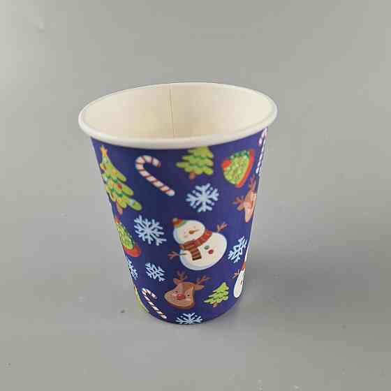 Стаканчики для кофе 250 мл НГ "СНЕГОВИК НА СИНЕМ" Маэстро h9 (50 шт) Харьков
