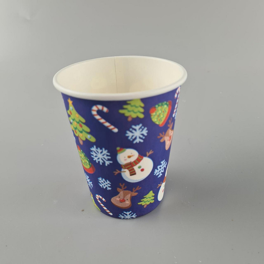 Стаканчики для кофе 250 мл НГ "СНЕГОВИК НА СИНЕМ" Маэстро h9 (50 шт) Харьков - изображение 2