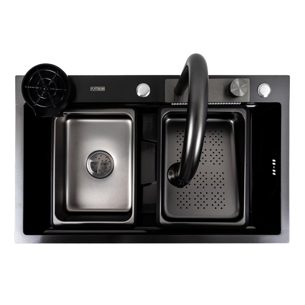 Кухонна мийка PVD чорна CM 75*46A Platinum Handmade "Водоспад" Коломыя - изображение 5