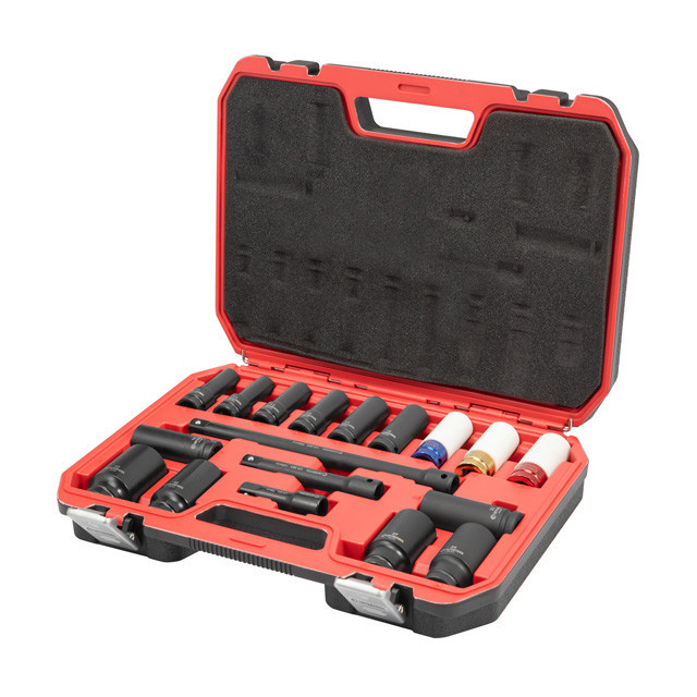 Набір головок та подовжувачів ударних 1/2", 18 од., головки: 10-24 мм, подовжувачі: 75/125/250 мм, Cr-Mo, STORM INTERTOOL ET-8506 Київ - фото 1