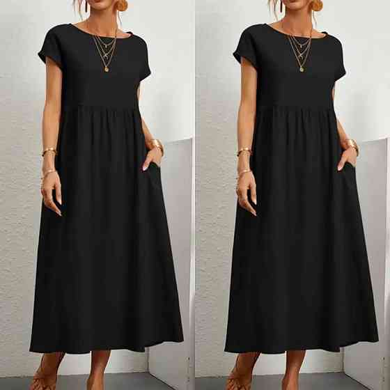 Літня сукня міді вільного крою "Ordinary" оптом | Батал Чорний, 50-52 Київ