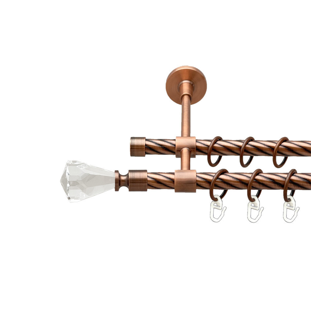 Карниз Orvit Лучетта металевий дворядний закритий скручена труба кільце металеве Мідь 16\16 мм 300 см (00-00025318) Львів - фото 1