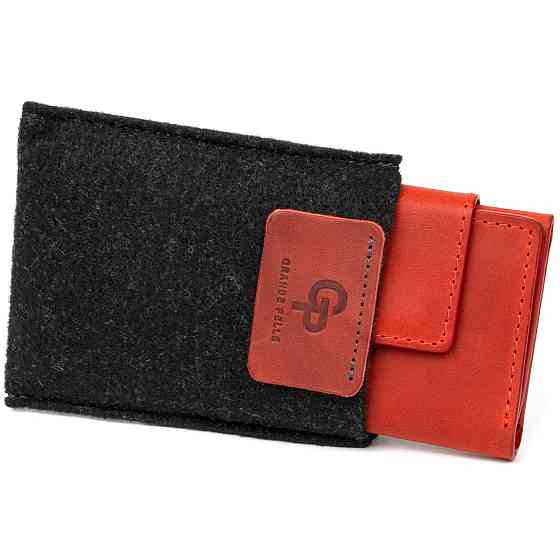 Шкіряна вінтажна візитниця GRANDE PELLE 11407 Червоний Київ