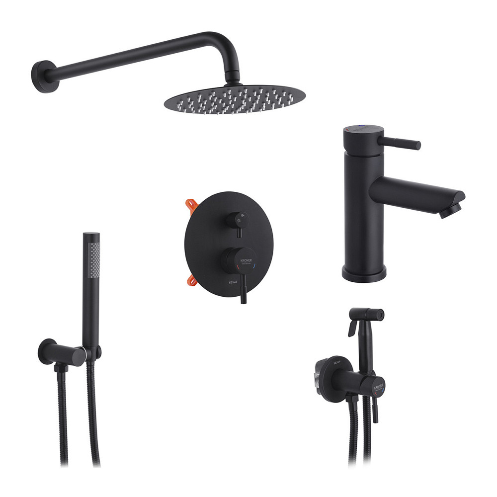 Набор 3 в 1 душевая система скрытого монтажа Kroner Edelstahl Klassisch-SCH082 + смеситель Edelstahl Klassisch-SCH010 + смеситель Киев - изображение 1