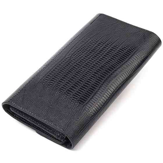 Фактурний місткий жіночий гаманець з натуральної шкіри CANPELLINI 21664 Чорний Київ