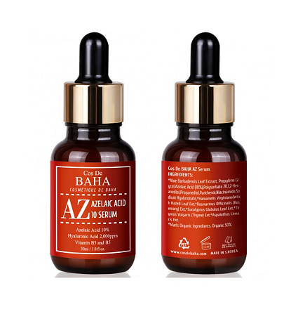 Протизапальна сироватка для лікування акне Azelaic Acid 10 Serum Cos De Baha 30 мл Вінниця - фото 2