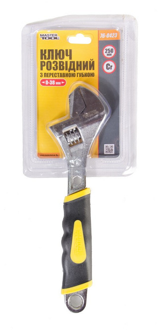 Ключ розвідний MASTERTOOL 250 мм 0-38 мм переставна губка CrV рукоятка з двокомпонентною накладкою 76-0423 Коломыя - изображение 2