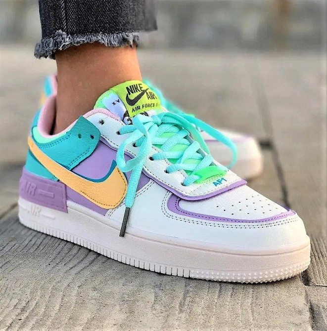 Кросівки Nike Force Білі Жіночі Шкіряні Форси Shadow Різнобарвні Найк (розміри: 36,37,38,39,40) Відео Огляд — 2 Дніпро - фото 6