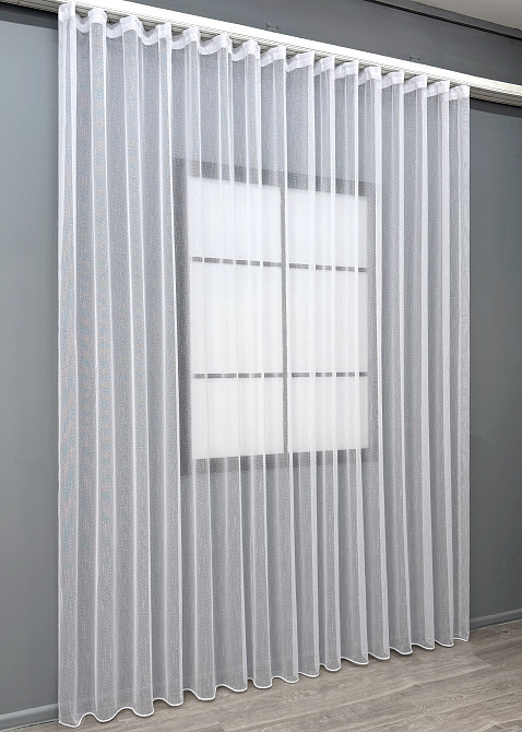 Тюль VR-Textil 2123т Льон Дощик однотонний Білий 600х290 см (43-387) Київ - фото 3