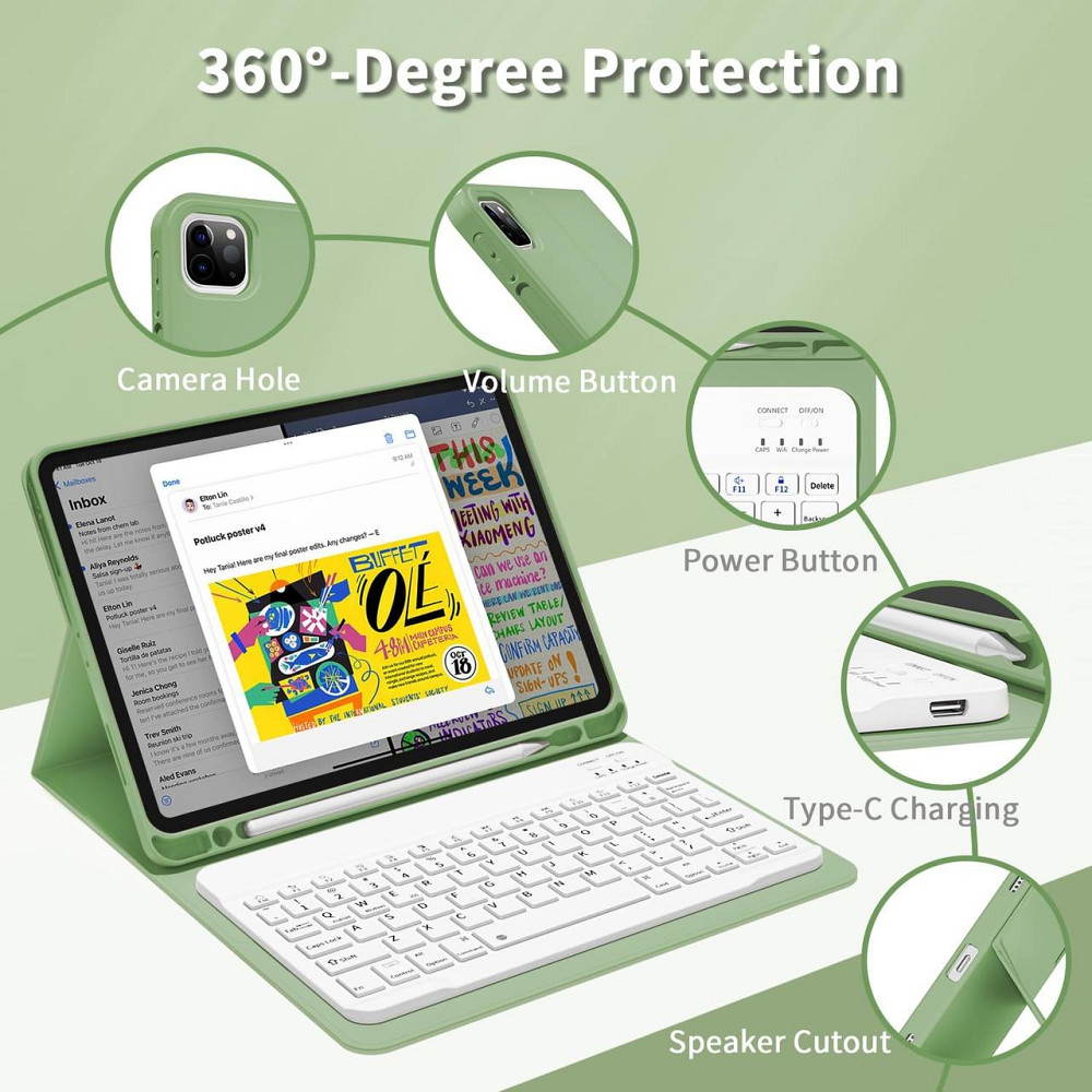 Чехол с клавиатурой для iPad Air 11-inch(M2) 2024/ iPad Air 5 2022/Air 4 2020 10.9/iPad 4-го покол. 10.9 / iPad Pro 11 2018 Днепр - изображение 6