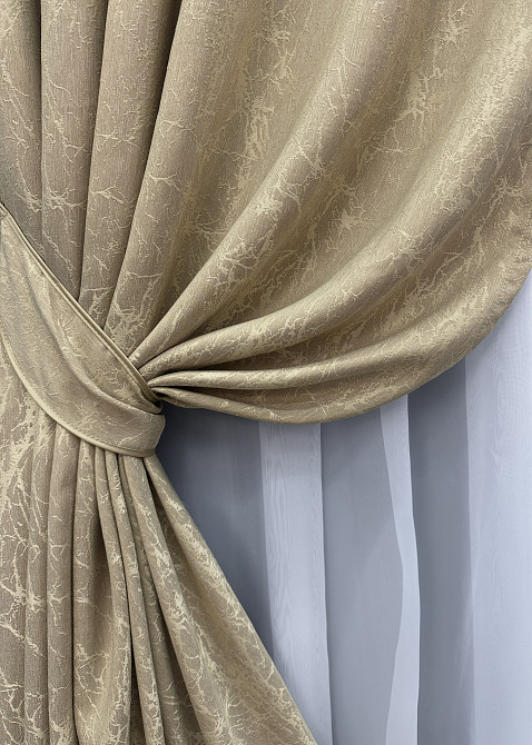 Комплект штор VR-Textil Жаккард Viva Marmo № 1787ш Бежевый 100х290 см 2 шт (31-0003) Киев - изображение 5