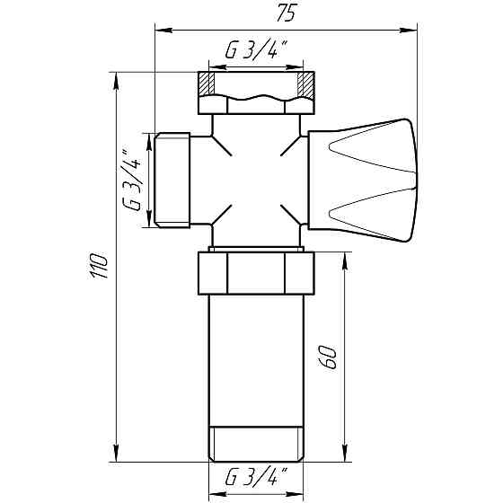 Кран вентильний для пральної машини Q PROFESSIONAL 3/4″x3/4″x3/4″ з подовжувачем NV-QP170 Луцк