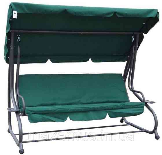 Садовые качели Bonro Garden 4-х местная раскладная с навесом качели для сада и дачи зеленая Мостиська