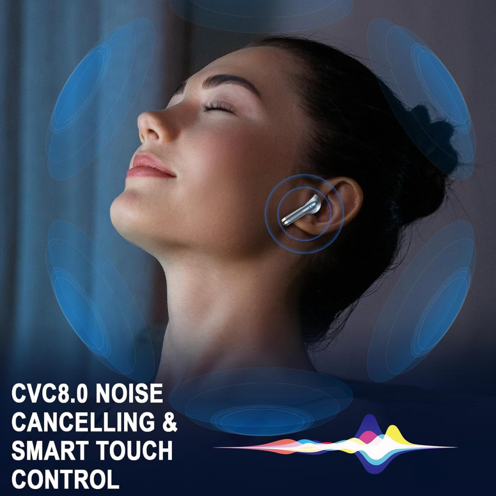 Беспроводные наушники Jxrev Bluetooth 5.4, Hi-Fi 13 мм, ENC, IP7, до 40 часов, сенсорное управление, LED-дисплей, темно-серые Киев - изображение 3