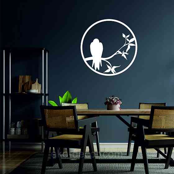 Декоративное настенное Панно «Ворон», Декор на стену 90*90 см, Белый Киев